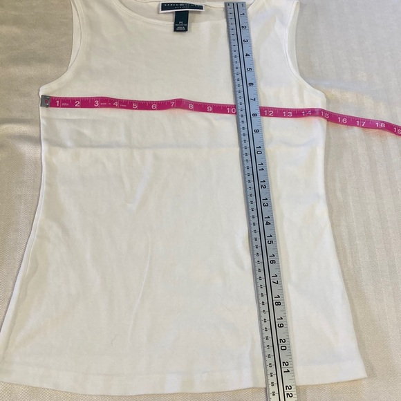 Karen Scott Cream and White Sleeveless Tops - Picture 5 of 5